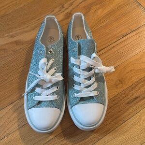 Blue sparkly sneakers